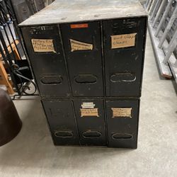 2 Stackable Metal File Cabinets Vintage 