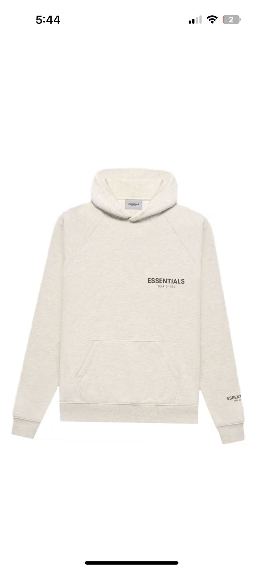 Fear of God Essentials Hoodie – Light Oatmeal – Size M – Brand New