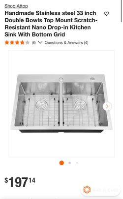 Handmade Stainless steel 33 inch Double Bowls Top Mount Scratch-Resistant Nano Drop-in Kitchen Sink With Bottom Grid