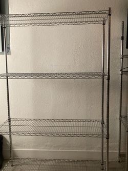 SILVER METAL SHELF - 6’ HIGH-3’WIDE -14”DEEP