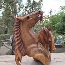 Equine horse wood sculpture