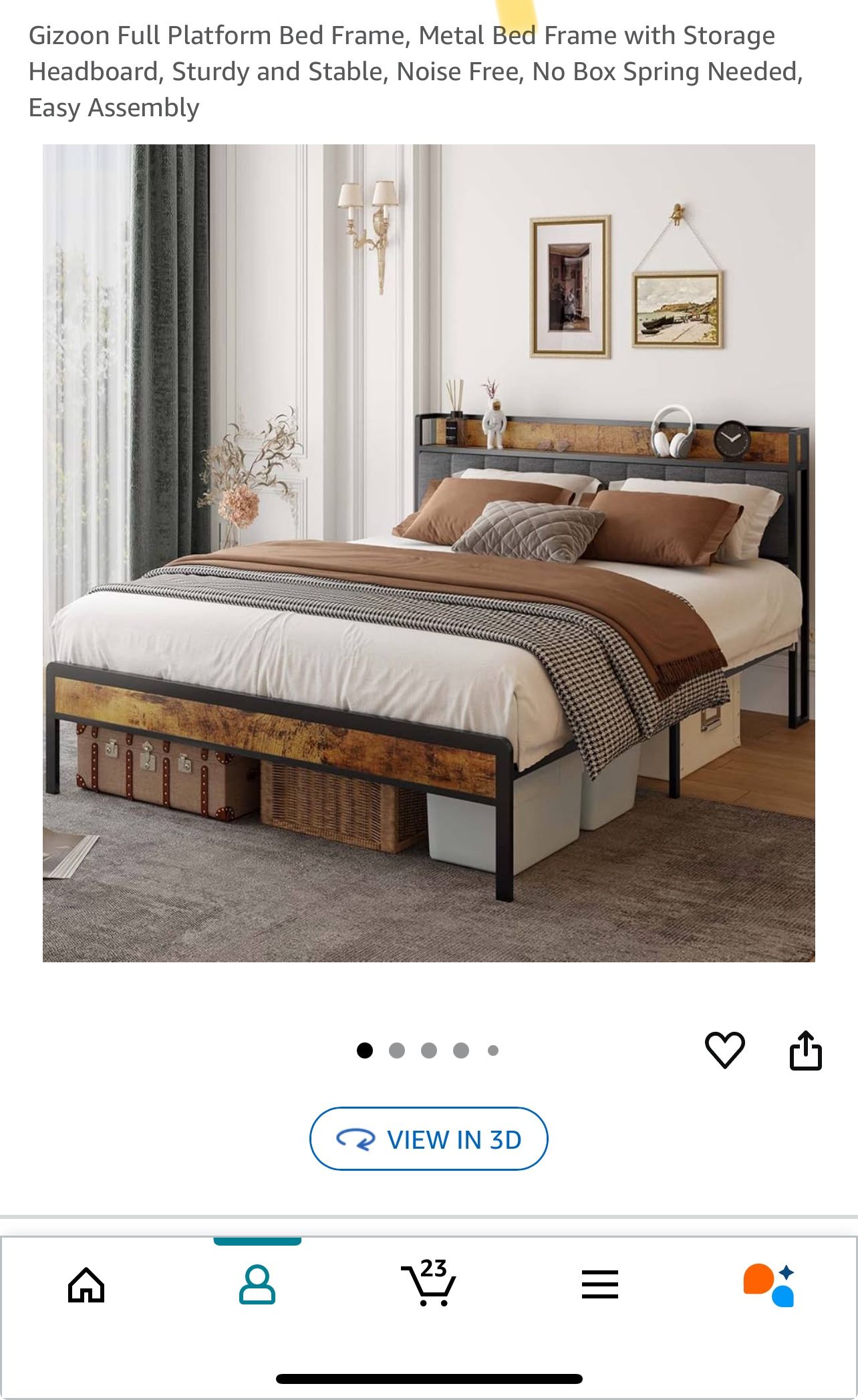 King Bed with Headboard & Metal Frame – Gently Used