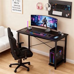 40in Computer Office Desk, Writing Table for Small Spaces, Modern Style Home Office Desk, Black