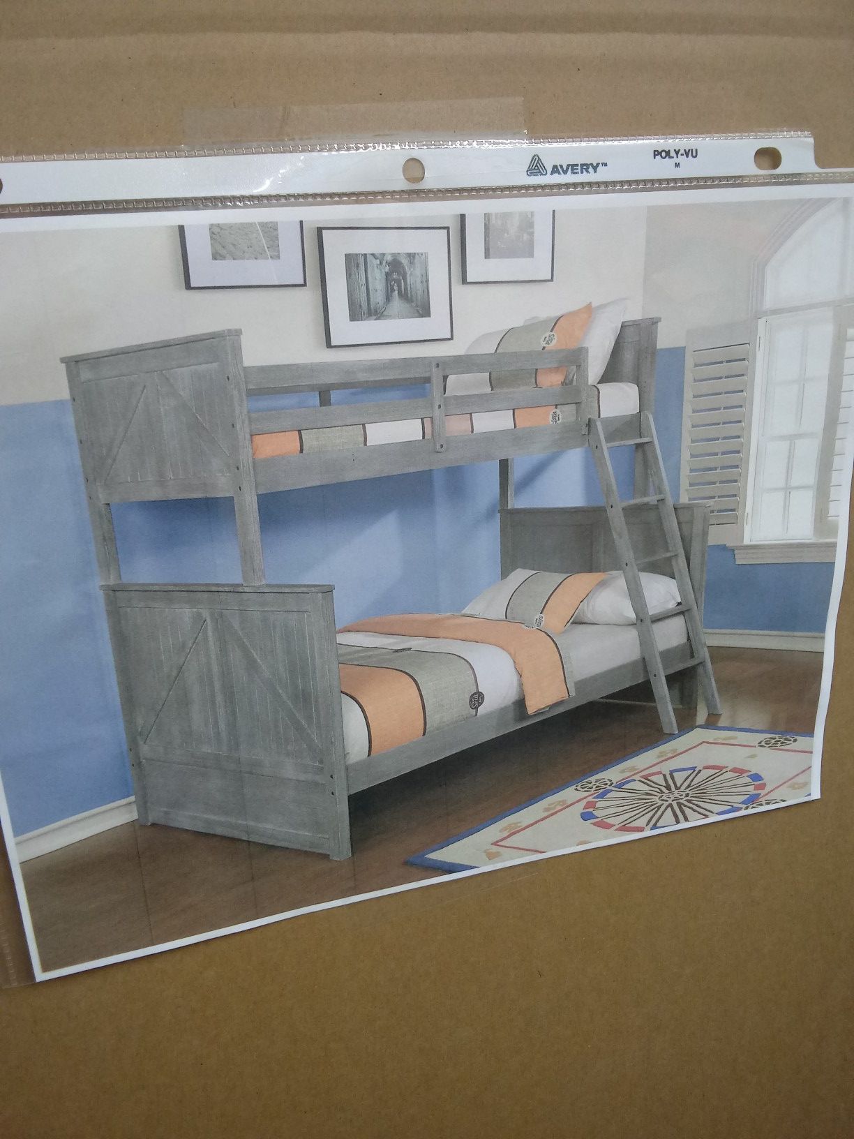 Twin over full bunk bed Grey
