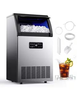 SIMZLIFE 17 in. 100 lb. / 24H Full Ice Sizes Built-In/Freestanding Commercial Ice Maker in Stainless Steel,Auto-cleaning, Shutoff