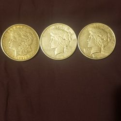1921,1923,1926 SILVER ONE DOLLAR COINS