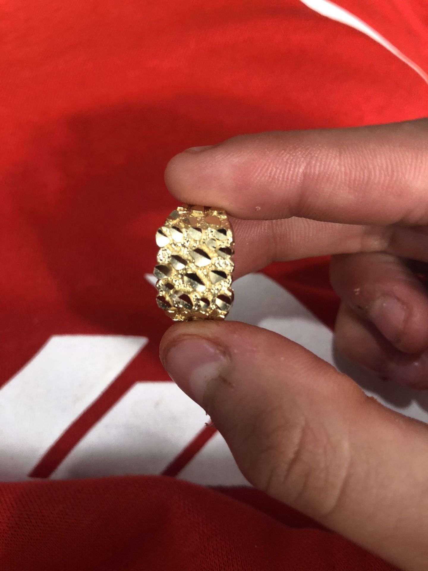 Medium 10k Nugget Square Ring