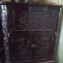 Chinese Hand Carved Rosewood Dry Bar