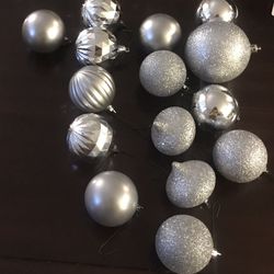 14 silver Christmas ornaments