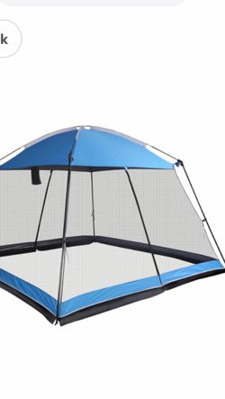 Screen House 10x10 Ft Square Camping Canopy Tent Sun Shade Gazebo Shelter Perfect for Outdoor Activities, Blue