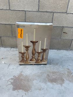 Antique Gold Candle Holder Set