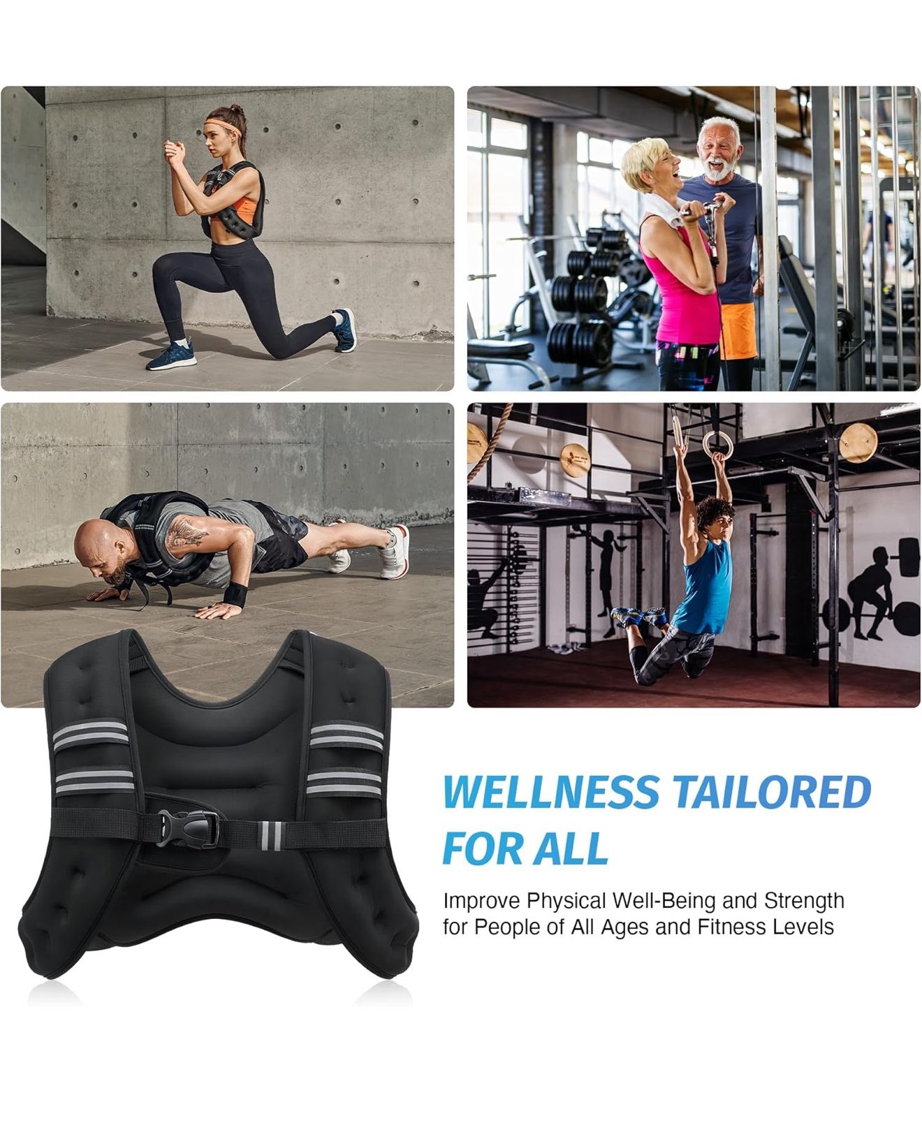 ZELUS Weighted Vest, 12lb Weight Vest with Reflective Stripe for Workout, Strength Training, Running, Fitness, Muscle