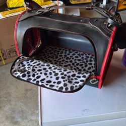 Pet Flys Dog Cat Carrier Red Black Skull Goth Punk Faux Leather