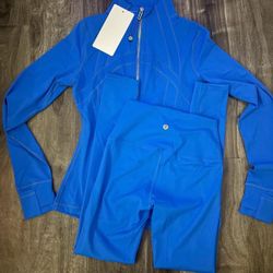 Lululemon Blue Half-Zip Jacket and leggings Set