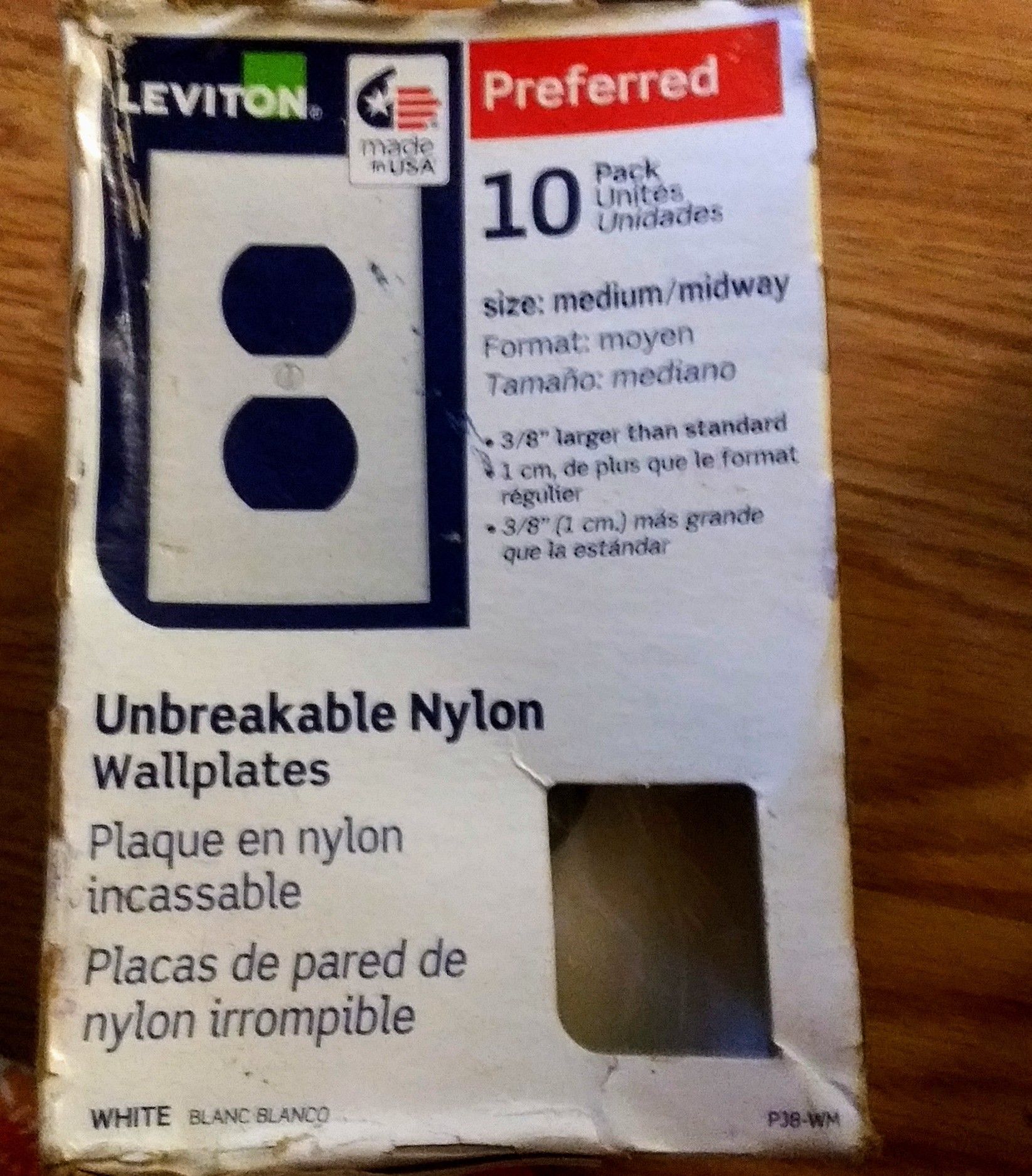 4/20$ Leviton Preferred Unbreakable Nylon Wallplates 10 Pack