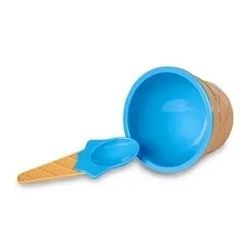 9~PC Blue Waffle Ice Cream Bowl & Spoon Set ~ NWOT

