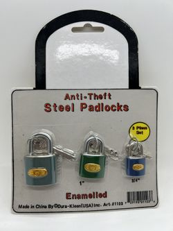Vintage Mastercraft Tools 3 Piece Steel Padlock Set Sealed Original Package