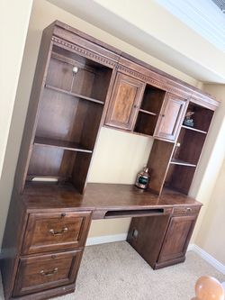 Large Wood Executive Desk with Hutch