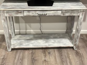 Set of 3 Distressed White Console Tables