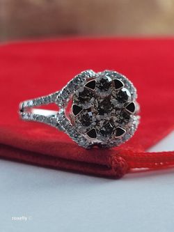 14K White Gold Natural Champagne & White Diamond Ring Size 6, Solid Gold!/ Anillo de Oro Blanco con Diamantes! 👌🎁Post Tags: Anillo de Oro