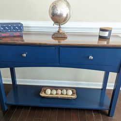 Blues 2 Drawer Sofa / Console Table With Wood Stained Top 