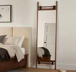 Article Beau Floor Mirror - Walnut full length mirror mid century modern style
