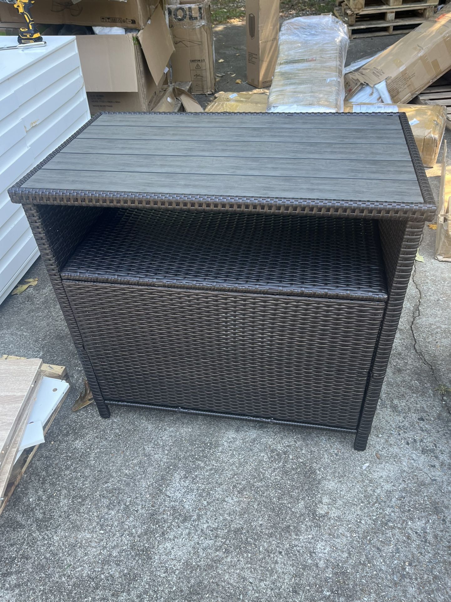 Grand patio Wicker Storage Cabinet Outdoor Waterproof Prep and Bar Table with Two Doors and Shelves 36" Sideboard (2 Available)