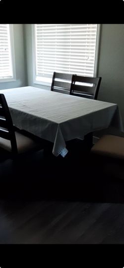Dark Wood Dining Table & 6 Chairs