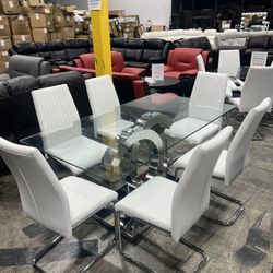 Modern Dining Table with 6 Chairs / Mesa de comedor moderna con 6 Sillas