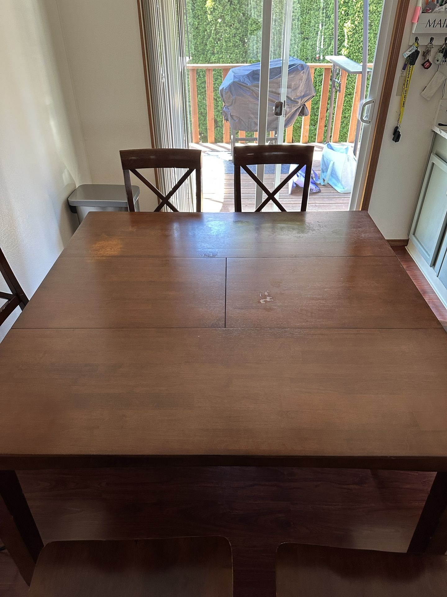 Dark brown wood table