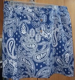 Blue & White Paisley Mini Skort