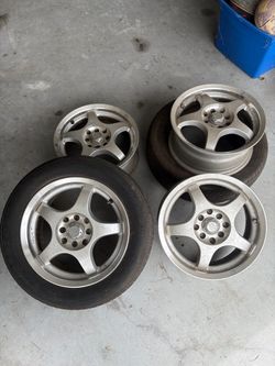 Set of 4 Silver 5-Spoke Alloy Wheels with Tires