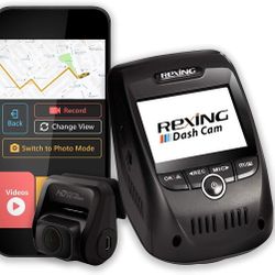 Rexing V1P Pro Dual 1080p Full HD Front and Rear 170° Wide Angle Wi-Fi Car Dash Cam with Built-in GPS Logger, Supercapacitor, 2.4" LCD Screen, G-Senso