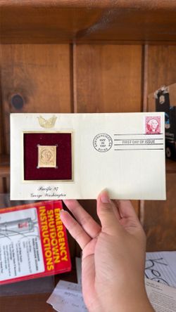 George Washington 22kt gold replica postage stamp