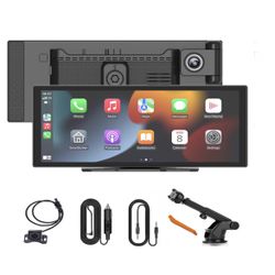Portable 11.26'' Wireless Apple CarPlay Android Auto Screen, 4K Dash Cam, Bluetooth, GPS, Voice Control, Mirror Link, Backup Camera, Truck SUV 