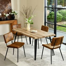 Lancelot 5 Piece Walnut Dining Table Set with 4 Pomona Upholstered Chairs