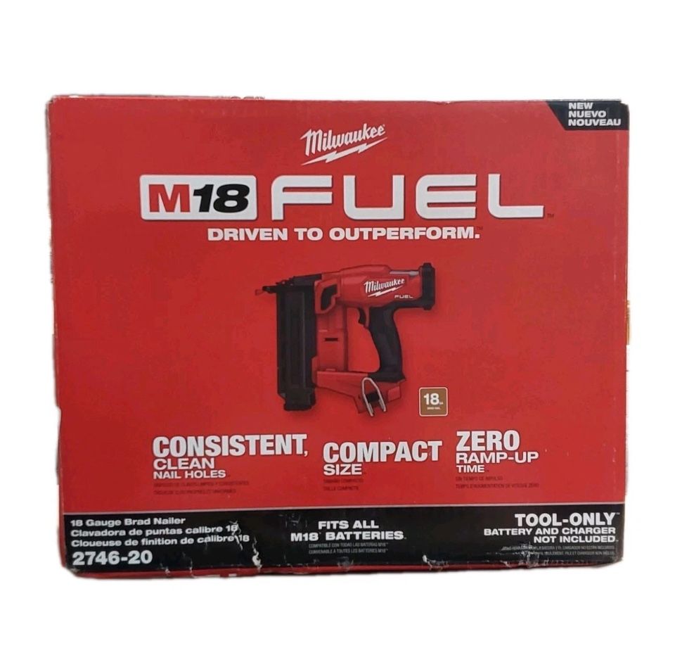 New Milwaukee FUEL 18V-Lithium-Ion Brushless Cordless Gen II 18-Gauge Brad Nailer