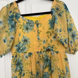 Yellow boho dress- size XS- never worn tags on