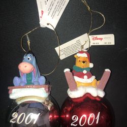 Rare Disney 2001 Eeyore And Winnie The Pooh Christmas Ornaments ($20 Each Or Both For $30)