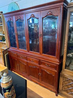 Vintage Rosewood Asian Dining Hutch 