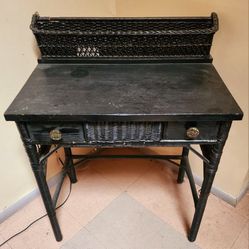 Vintage Wicker Desk (Black) 