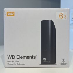  NEW Unopened Box !WD Elements 6 TB Desktop Hard Drive 