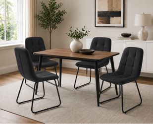 Set of 4 Black Faux Leather Dining Chairs