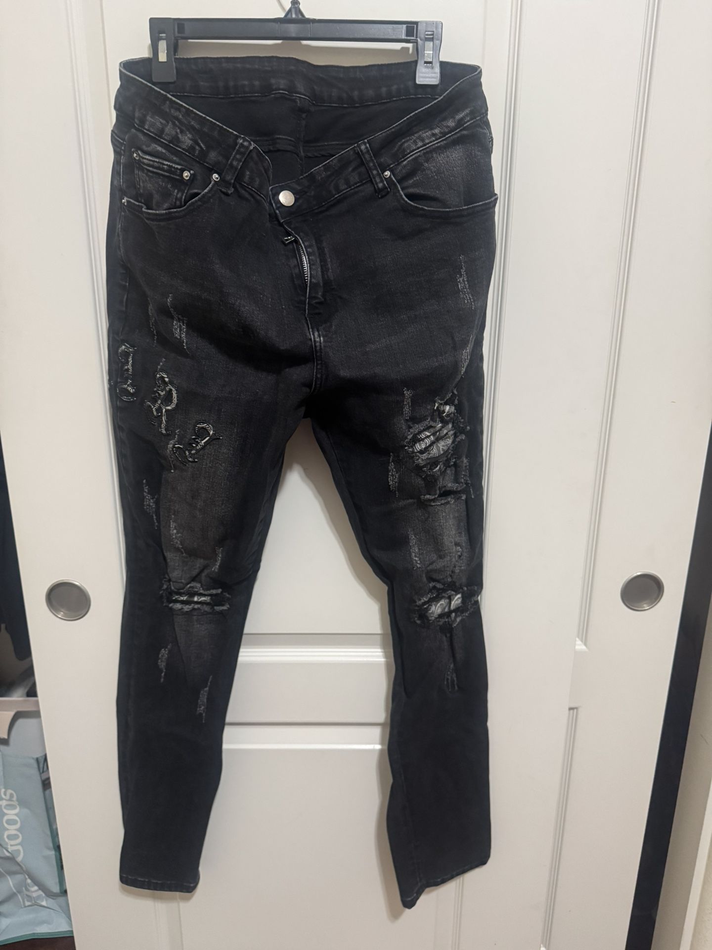 Amiri Black Bandana Denim Jeans
