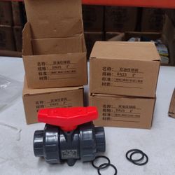 BRWH-B0BGLSGPMD  2PCS PVC Union Ball Valve, 1" Inch (DN25) True Union Full Flow Ball Valve, ASTM EPDM O-ring, Slip Socket Ball Valve with Full Port fo