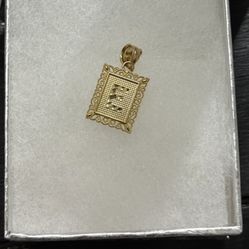 14k small initial pendant 