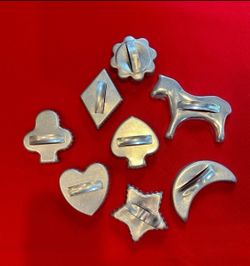 Vintage Aluminum Cookie Cutter Lot-8 w/Handles