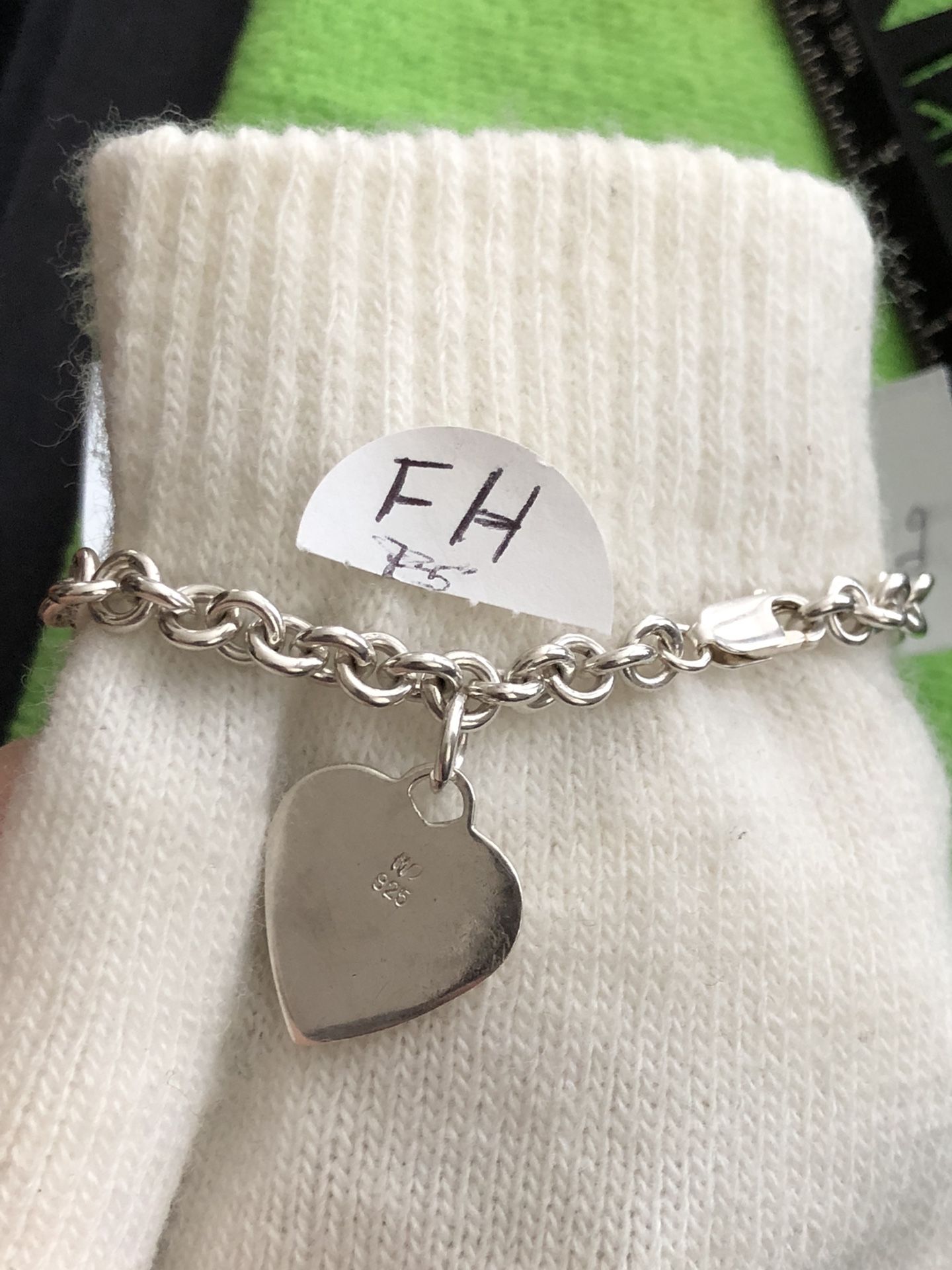 Soft Heart Charm Bracelet , 925 sterling Silver 7.5” Long , 18.85 Grams ,FH. Please Look At My Profile To See All Items