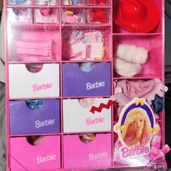 BARBIE Floral Quilted Sided Closet Organizer Shelves Drawers

