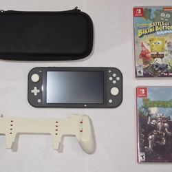 Nintendo Switch Lite Gray 32GB Bundle + Games, Case, Charger & 128GB SD Card